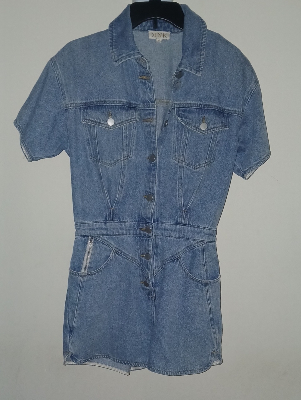 MNK Blue Denim Short-Sleeve Romper Dress
